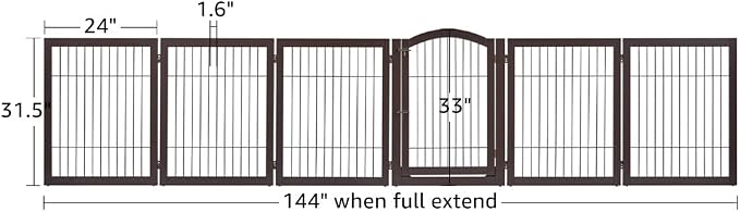 unipaws 144" Extra Wide Dog Gate and Pet Playpen, Free Standing Tall Dog Fence - Image 6