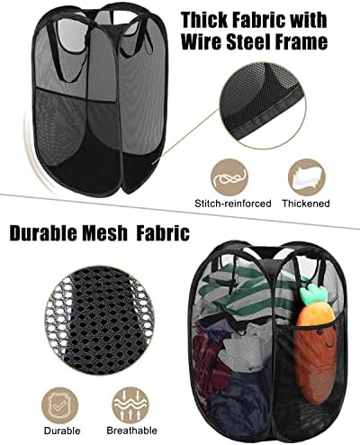 HOUSE AGAIN Strong Mesh Pop Up Laundry Hamper, 70L Collapsible Laundry