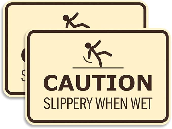 Signs ByLITA Classic Framed Caution: Slippery When Wet Door or Wall Sign Easy by SignsByLITA