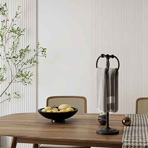 BGL Hand Towel Holder Stand for Bathroom, Hand Towel Stand for Bathroom Counter, Free Standing Towel Racks for Bathroom with Weighted Wood Base,19" High-Oil Rubbed Bronze