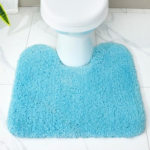 Disolla Toilet Rug 22x24 Teal, Soft Toilet Mat U-Shaped Washable