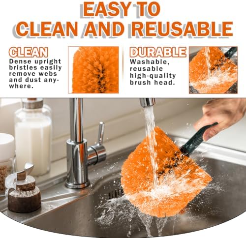 Buyplus 30FT Reach Cobweb Duster, Outdoor Spider Web Cleaner Brush