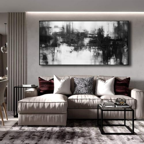 Abstract Wall Art Large Size Framed Home Artwork Decor Black and White