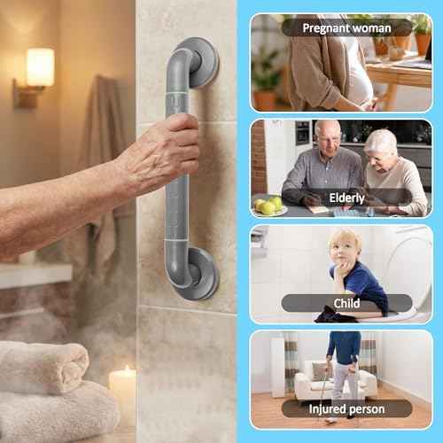 Shower Grab Bar,2 Pack 16 Inch 1.36" Diameter Non-Slip Grips Bathroom Bars with Glow-in-Dark Dots for Bathtubs and Showers, Handicap Shower Grab Bar for Seniors Elderly