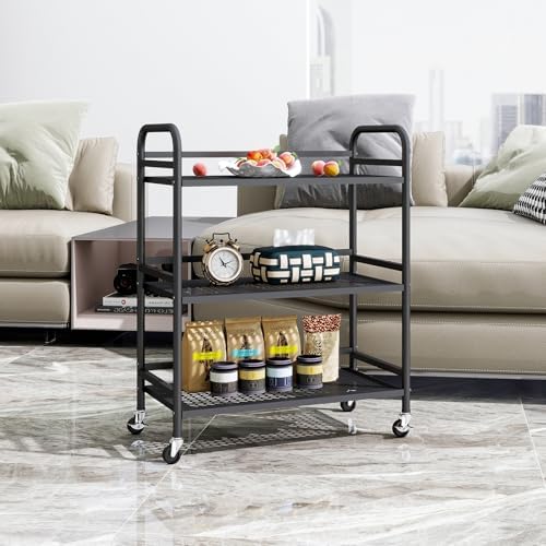 HDANI 3 Tier Metal Rolling Heavy Cart Supports 40 Lbs Per Tier,Mesh