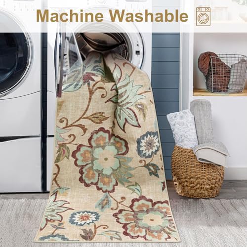 Beeiva Floral Rugs for Entryway 2x3, Paisley Washable Entryway Rug Non
