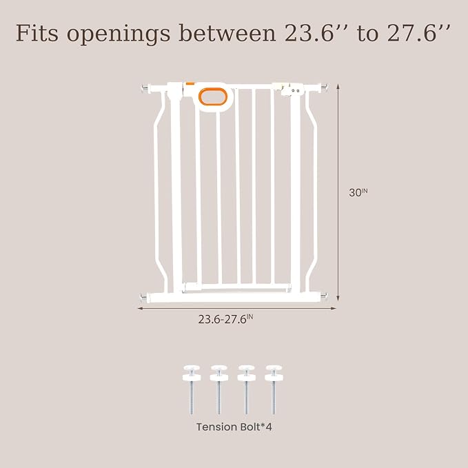 owlie Small Narrow Baby Gate for Stairs Doorways Hallways 23.6-27.6 Inch Wide - Image 3