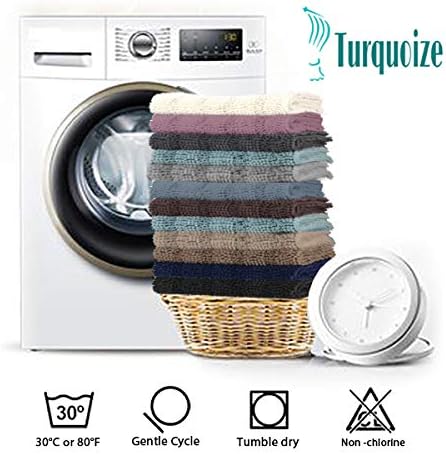 Turquoize Chenille Bathroom Rugs Set Non-Slip Bath Mats - Image 7