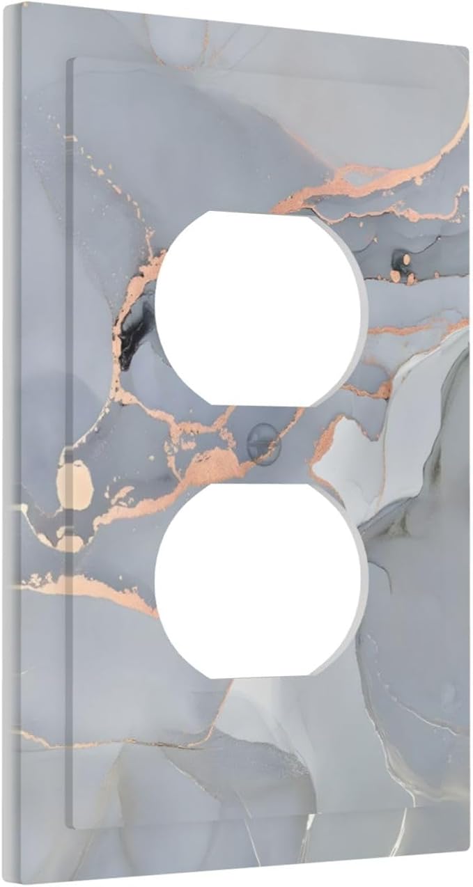 Gray And Gold Marble Abstract Luxury Print Outlet Covers 1 Gang Duplex Light - Image 2