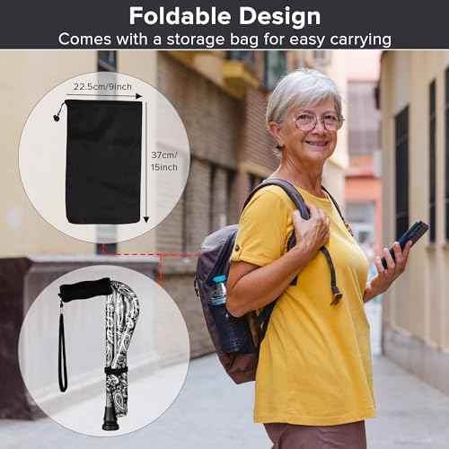 Elegant Walking Cane for Women, Foldable & Adjustable Cane for Seniors