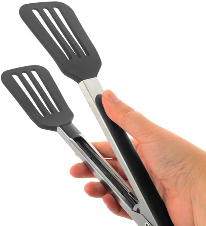 Cooking Tong 9 inches Stainless Steel Kitchen Silicone Serving Tong Heat - Image 5