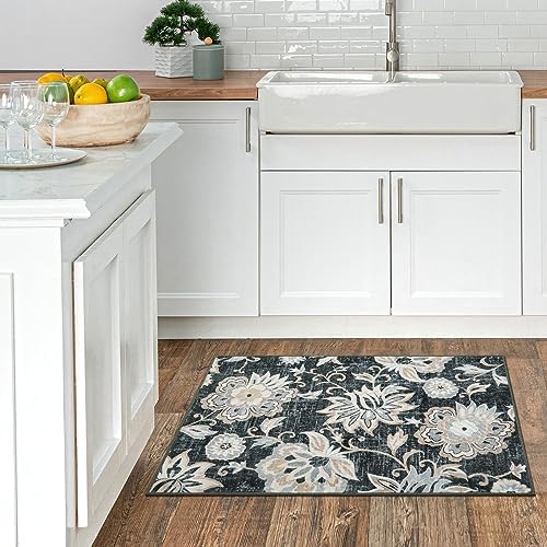 Beeiva Floral Entry Rug 2x3, Washable Kitchen Non Slip Entry Rugs for