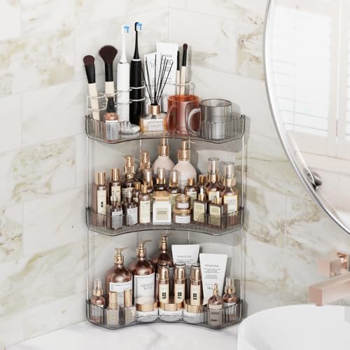 Asayuee 3-Tier Corner Bathroom Counter Organizer with Top Toothbrush