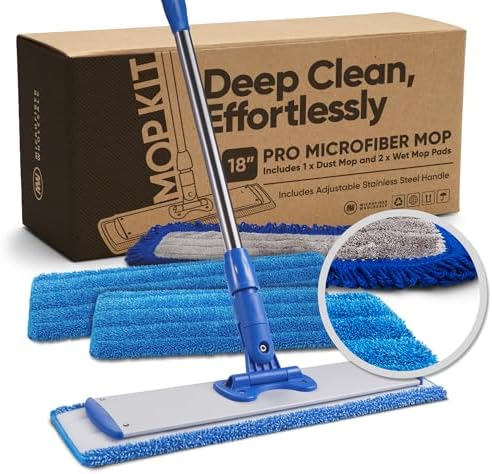 18” Pro Microfiber Hardwood Floor Mop - Cleans Floor in Seconds | Dust