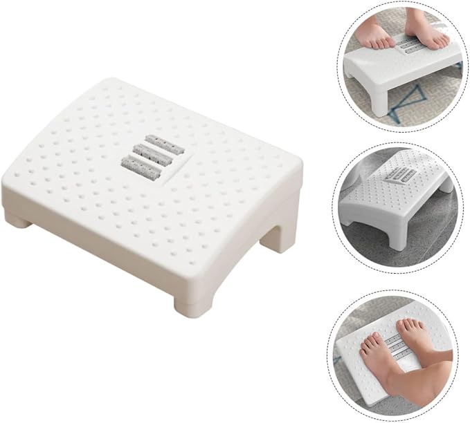 Household Footstool White with Massage Rollers Office Foot Rest Stool Ergonomic - Image 4