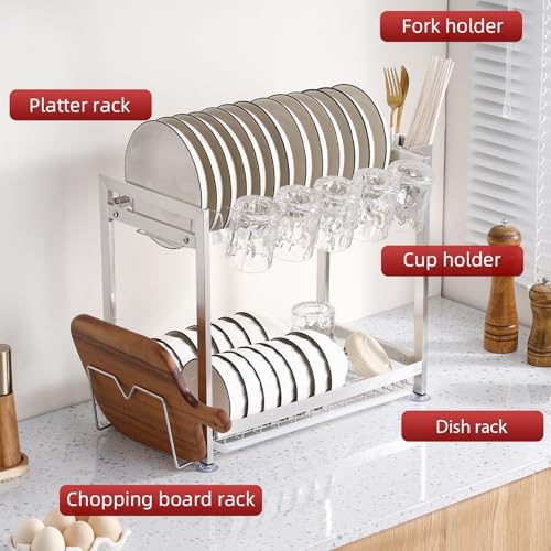 Dish Drying Rack, Double Layered countertop Kitchen Organizer with