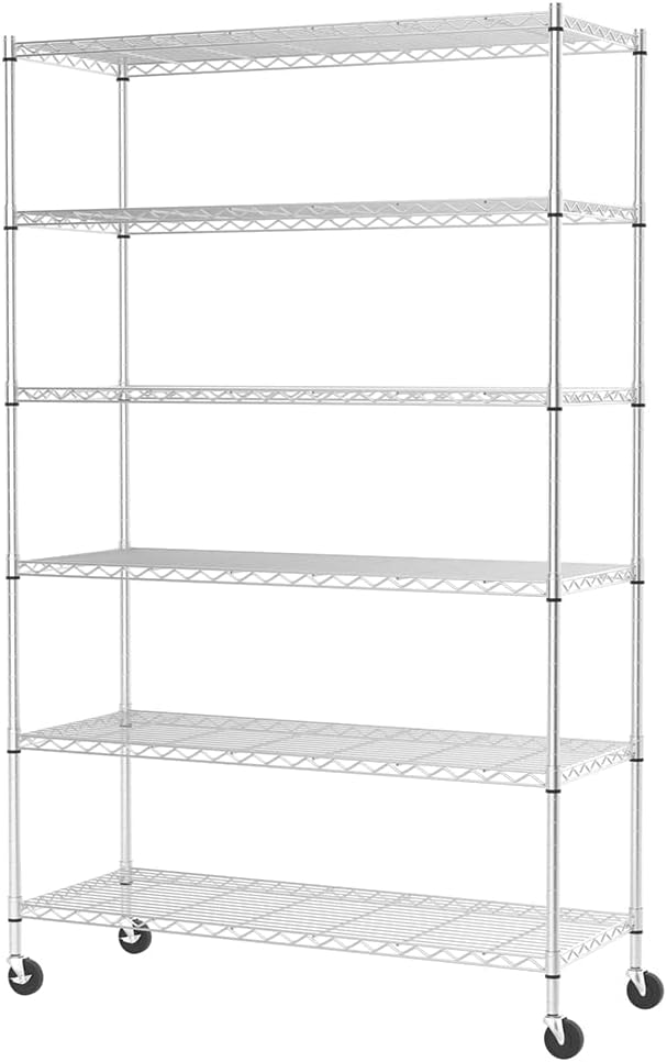 FDW 48"L×18"W×82"H Wire Shelving Unit Storage Cart Metal Shelf Rolling Utility by FDW
