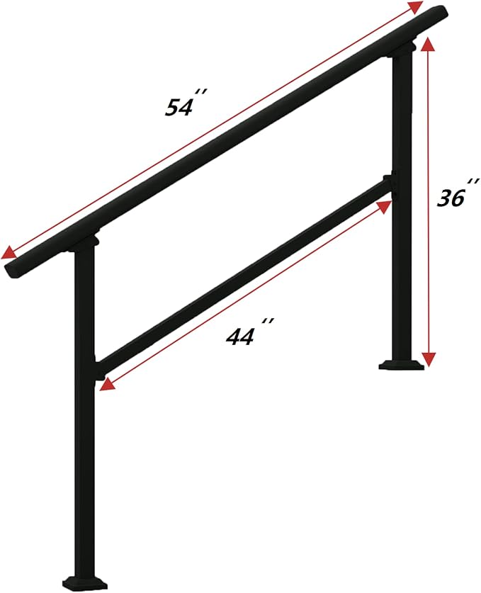 Handrails for Outdoor Steps, 1-4 Step Stair Handrail & Indoor Stair Railing - Image 2