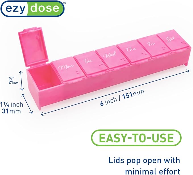 EZY DOSE Weekly Daily Pill Case, Medicine Planner, Vitamin Organizer, - Image 2