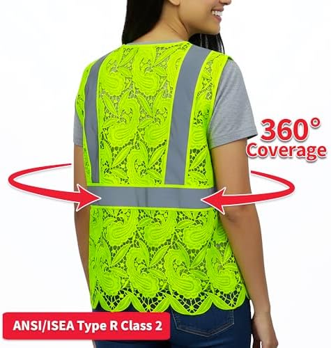 Lace Safety Vest for Women - ANSI Class 2 High Vis Construction