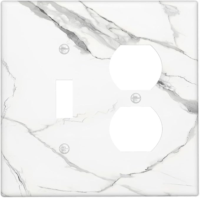 White Marble Abstract Luxurious Print Wallplates 1 Toggle 1 Duplex Switch Plate by Unknown