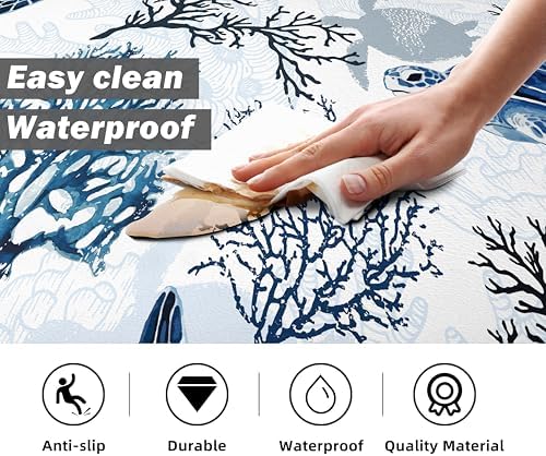 Coastal Beach Kitchen Floor Mat Rugs Nautical Decorative Coral Sea