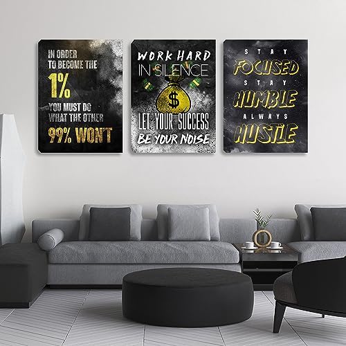 3 Piece Black Wall Art Modern Motivational Quotes Wall Art Canvas Art