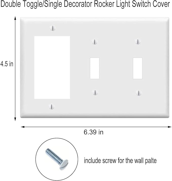 Combination Double Toggle/Single Decorator Rocker Outlet Light Switch Wall - Image 2