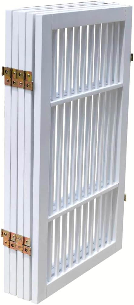 Pet Dog Gate Strong and Durable Freestanding Folding Acacia Hardwood Portable - Image 4