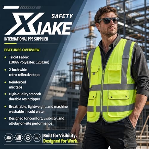 XIAKE Reflective Safety Vest for Men & Women High Visibility Class 2