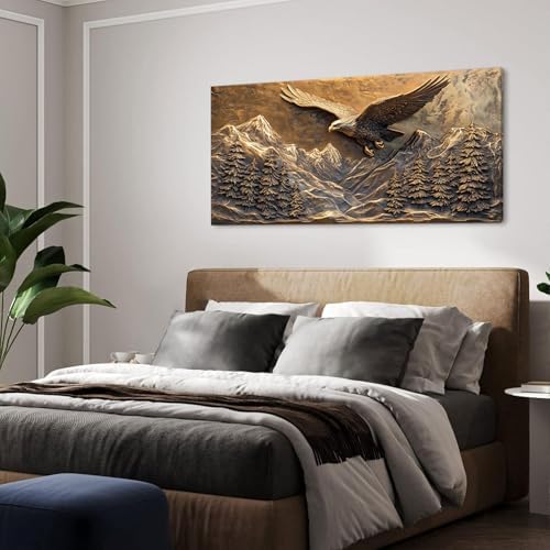 Brown Retro Country Eagle Wall Art for Bedroom Canvas Painting Prints