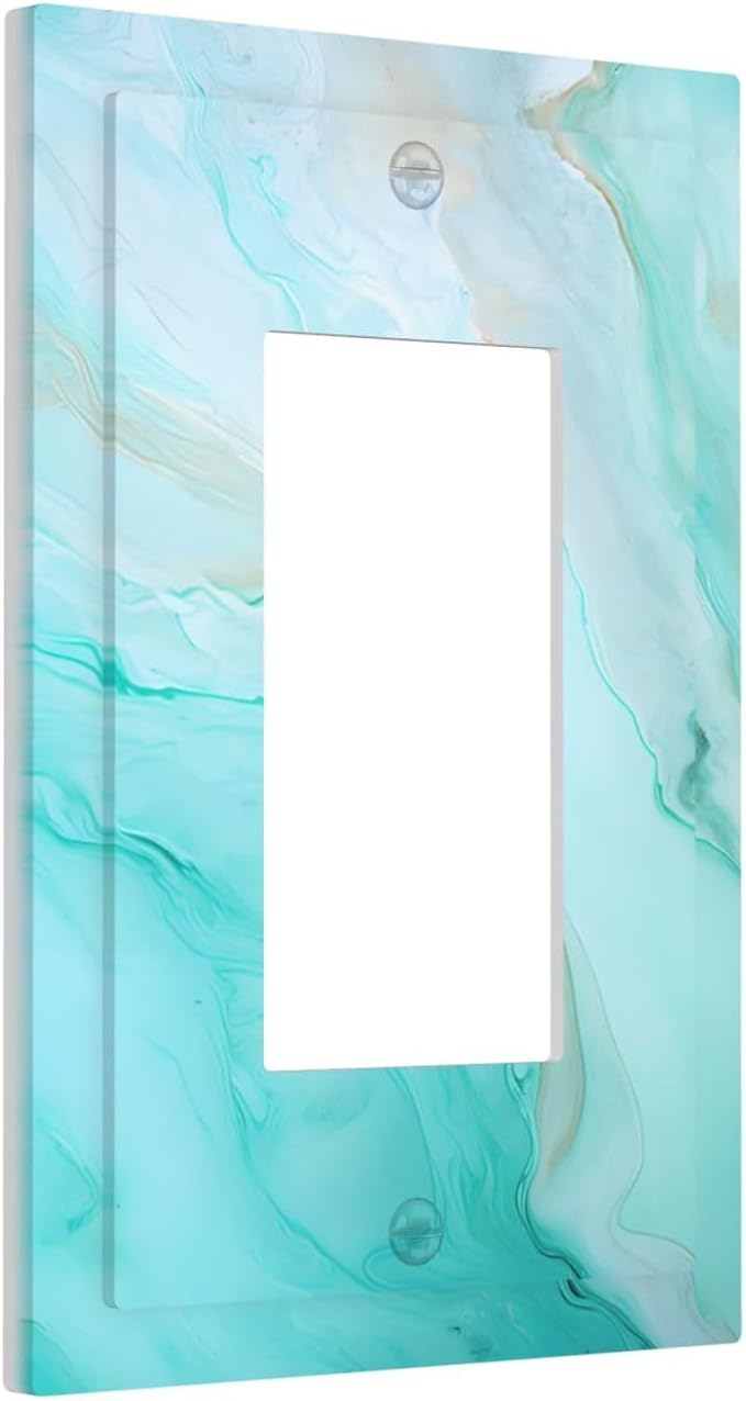 Teal Gold Marbling Turquoise Print Decorative Outlet Covers 1 Gang Single - Image 2