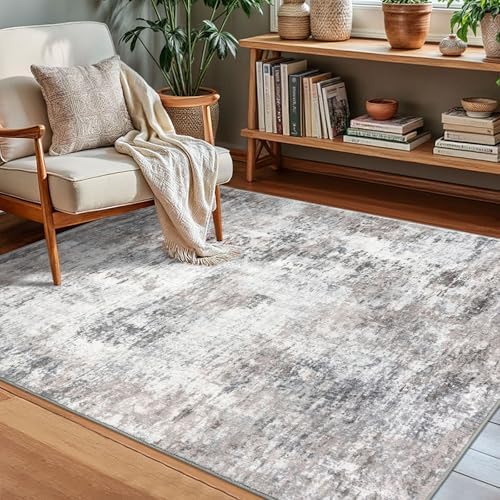 Lansny Modern Abstract Small Area Rug Indoor 3x5 Washable Rug Non-Slip