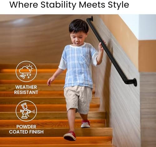 Meranti Aluminum Handrail for Stairs - ADA Compliant Wall Returns