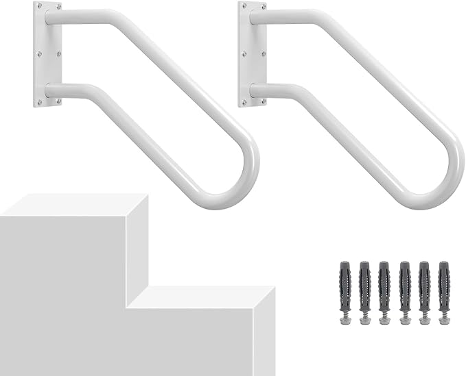 Hand Rails for Outdoor 1-2 Steps, Indoor Stairs, Wall Mount Non-Slip U-Shape by Unknown