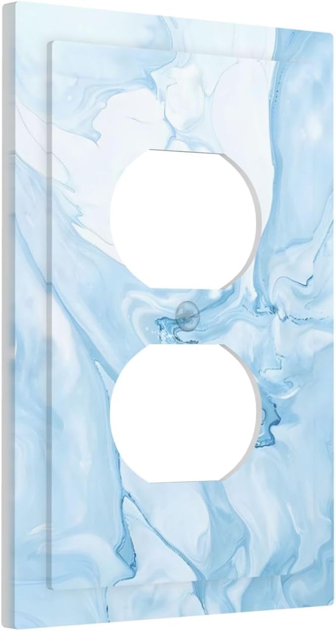 Navy Blue Sea Waves Spilled Ink Marble Simplicity Print Outlet Covers 1 Gang - Image 2