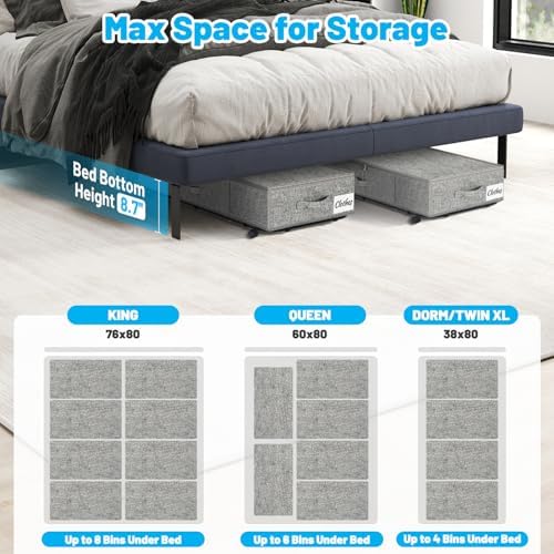 Large Sturdy Under Bed Storage with Wheels, 2 Pack 50L Rolling