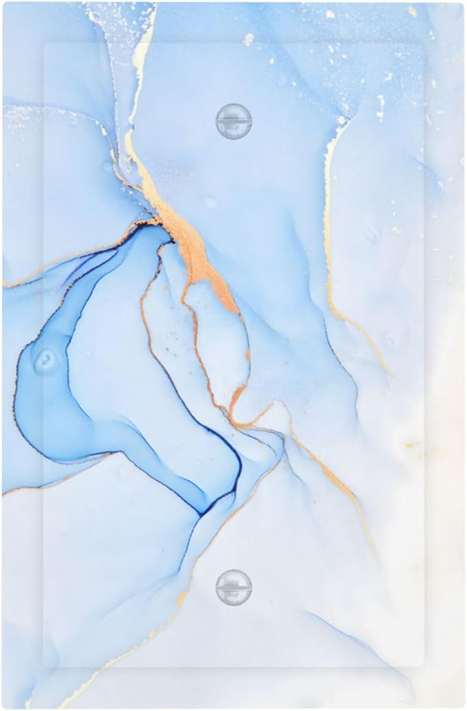 Modern Art Blue Gold Marble Abstract Luxury Print Light Switch Cover Plate 1 by Unknown