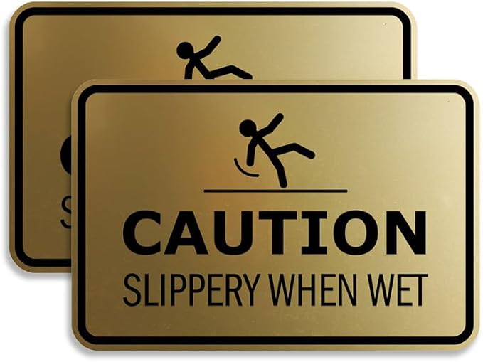 Signs ByLITA Classic Framed Caution: Slippery When Wet Door or Wall Sign Easy by SignsByLITA