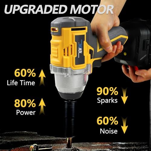 NEWONE Cordless Impact Wrench with 2.0Ah Battery, 370 ft-lb (500 Nm)