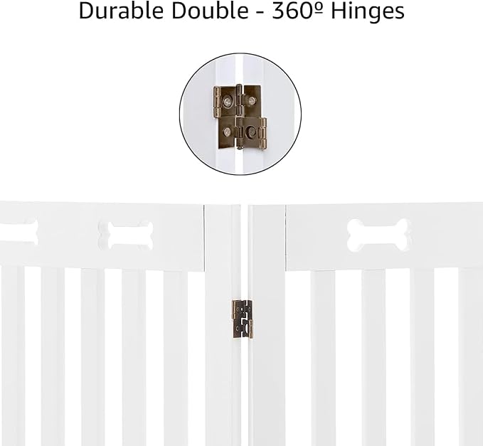 unipaws 29.5'H Free Standing Tall Wooden White Dog Cat Gate, Foldable Pet Fence - Image 7