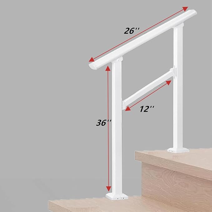 Hand Rails for Outdoor Steps, 2 Step Stair Handrail & Indoor Stair Railing - Image 2