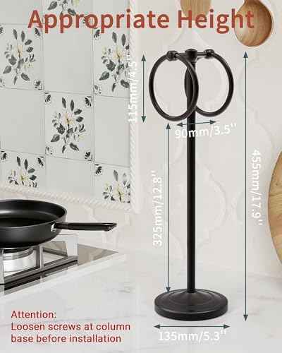 18" Hand Towel Holder Stand with Double Ring, Oil Rubbed Bronze