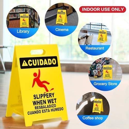MATTHEW CLEANING 19'' 2 Pack,Industrial Wet Floor Sign 2-Sided Durable