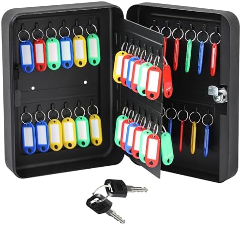 Ripeng 48-Keys Steel Key Lock Box - Wall Mount Key Cabinet with