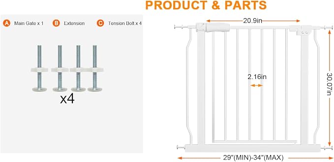 HOOEN 29-34 Inch Wide Baby Gate - Image 3