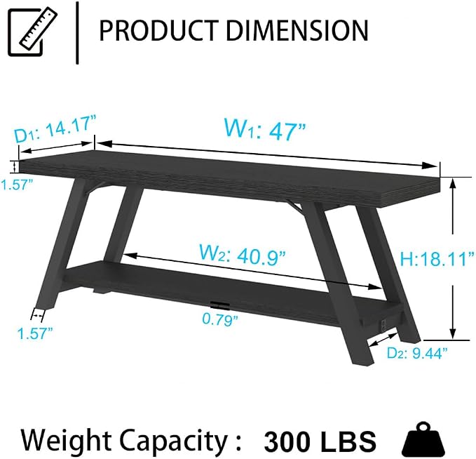 LVB Black Bench, Modern Storage Bench - Image 2