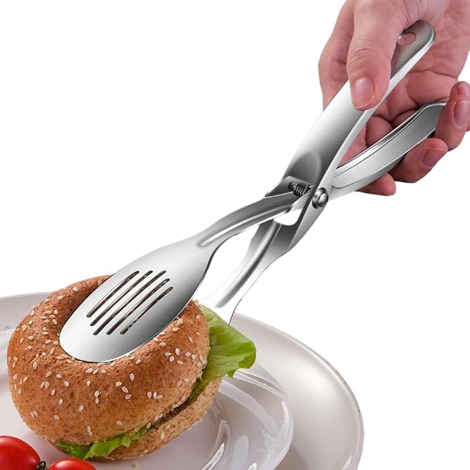 Kitchen Metal Tongs, Heat-Resistant 600°C Stainless Steel Cooking Tongs by Huakai