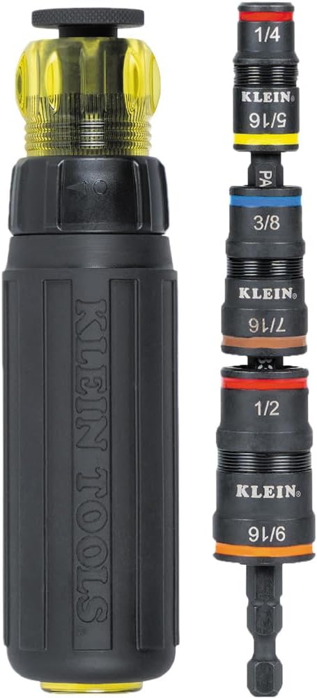 Klein Tools 32910RCHT Impact Driver, 7-in-1 SAE Impact Socket Set by KleinTools