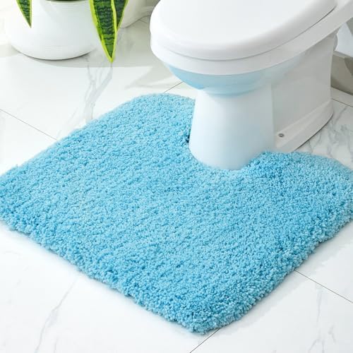 Disolla Toilet Rug 22x24 Teal, Soft Toilet Mat U-Shaped Washable